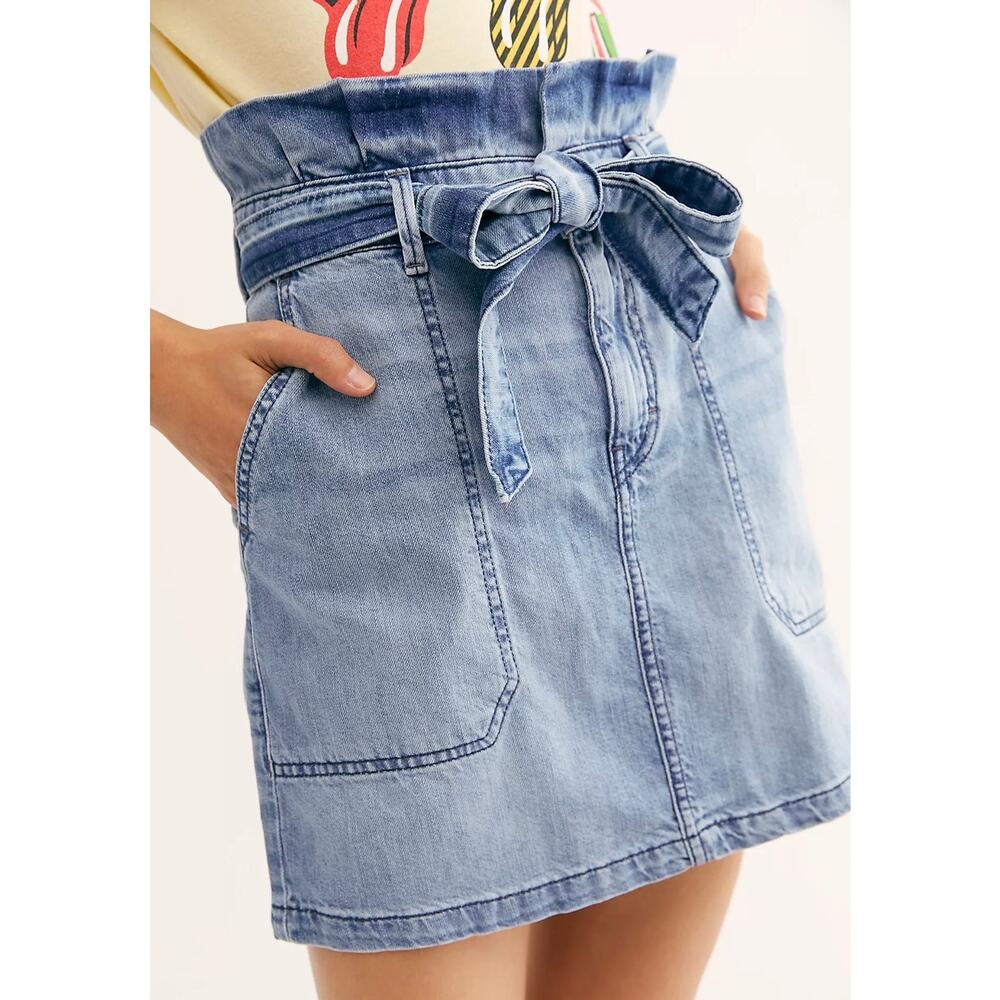Free People Splendor In The Grass Ruffle Woven Cotton Mini High Waist Skirt